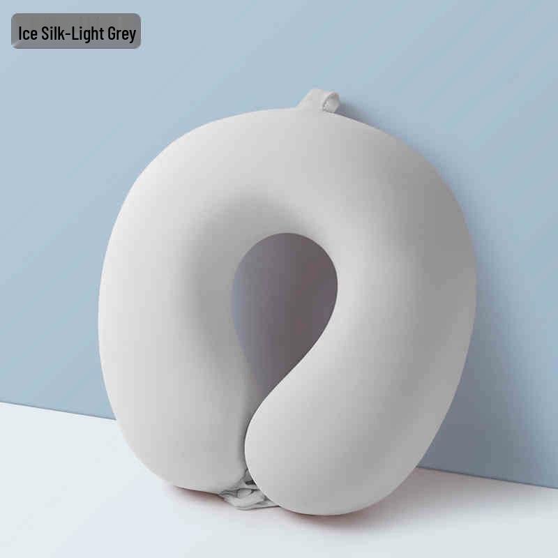Ice Silk Memory Foam U-Shaped Neck Pillow: Customizable, Slow Rebound, Portable Headrest for Office Naps and Travel