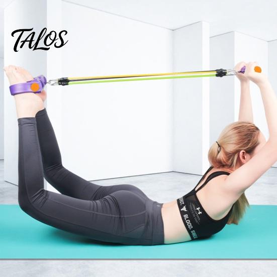 Core Strength Trainer Multifunction Tension Rope Elastic Yoga Pedal Puller Resistance Band with Non-Slip Handle Leg Stretching Home Fitness Equipment