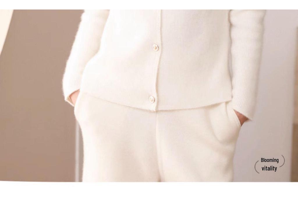 Women's 100% Pure Cashmere Round Neck Cardigan - 2024 Spring/Autumn Loose Knit Long Sleeve Thin Outerwear High-end