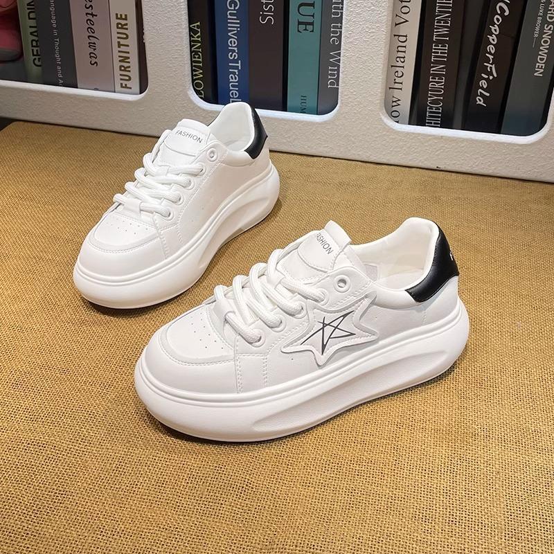 Color matching platform white shoes women's 2025 spring new popular versatile height-increasing muffin casual shoes bread shoes board shoes