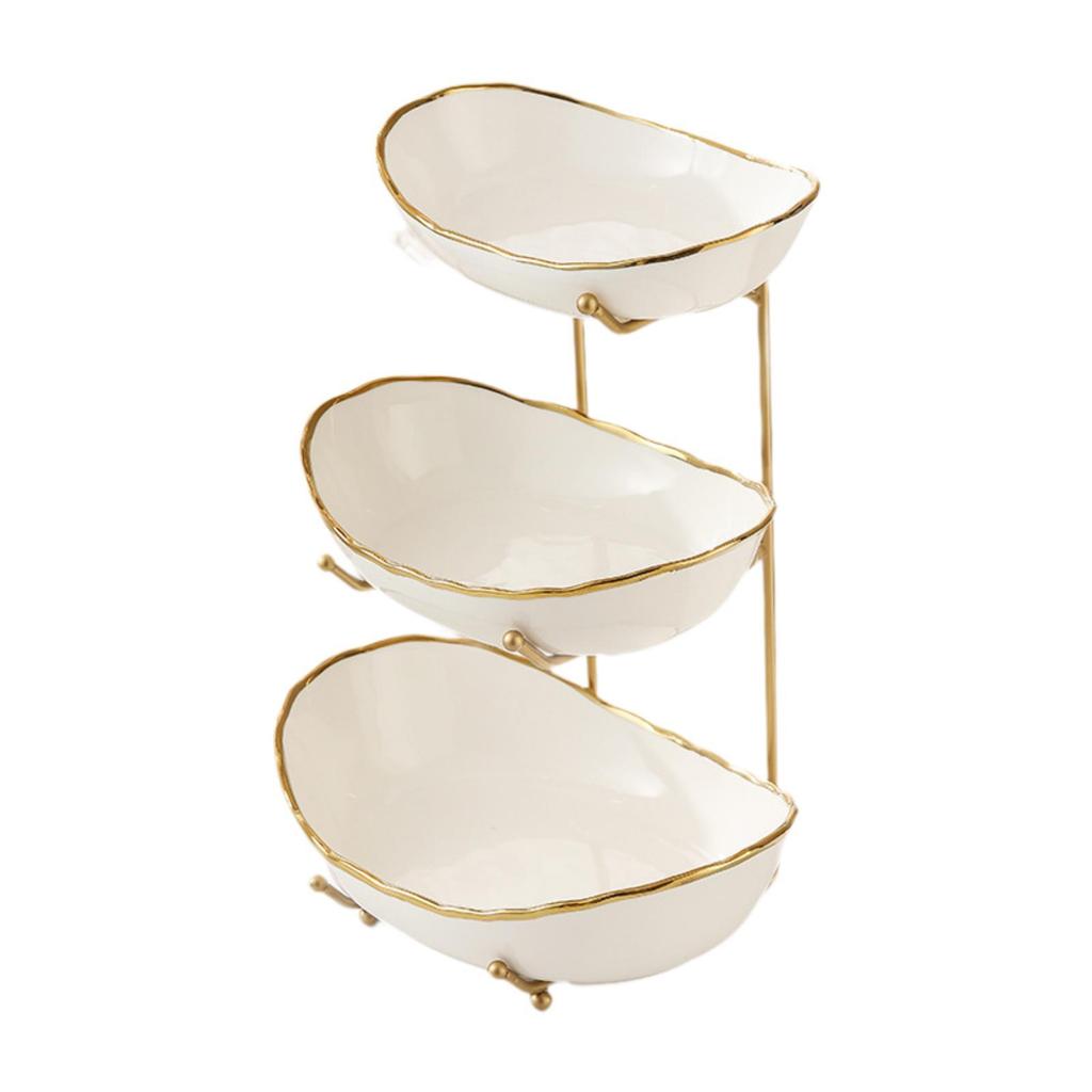 Ceramic Fruit Bowl for Kitchen Counter Porcelain Multi Layer Modern Fruit Holder for Candy Cake Snack Kitchen Vegetable Storage