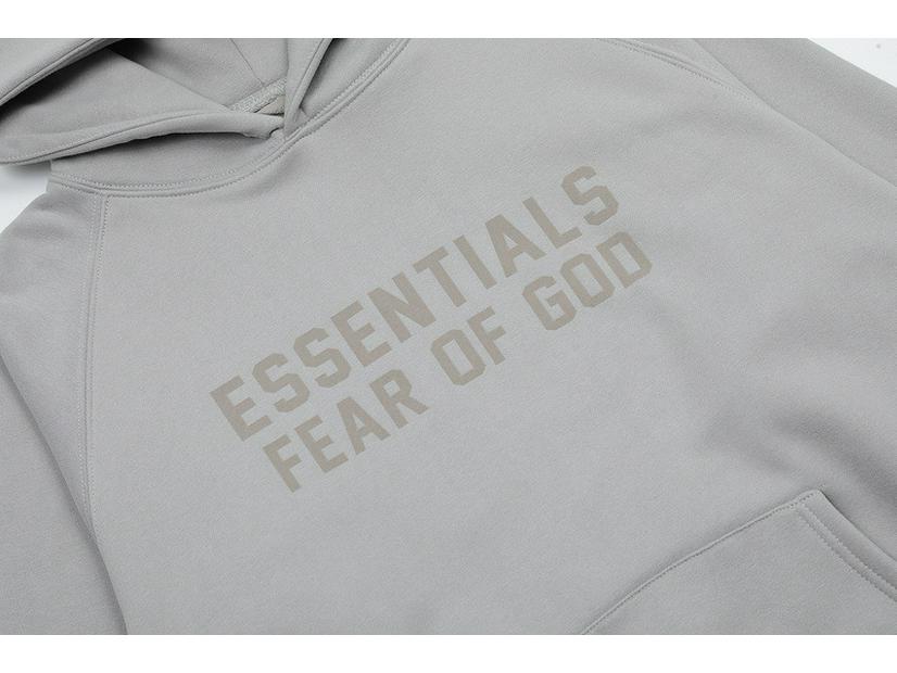 High Street Trend Brand ESSENTIALS Fleece-Lined Heavyweight Flocked Letter Hoodie for Men & Women