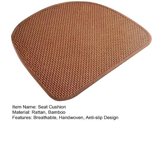 Handwoven Rattan Seat Cushion, Summer Breathable Square Chair Mat, Anti-slip Cooling Sitting Pad for Dining & Office Chairs