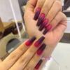 Ballet Style Gradient Purple-Black False Nails Set with Removable Stickers