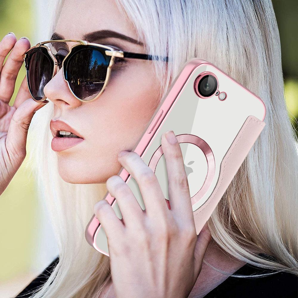 Luxury Transparent Flip Leather Wallet Magnetic Case For iPhone 17 16 15 14 13 12 11 Pro Max & 17e and 16e Slot Card Bag Covero