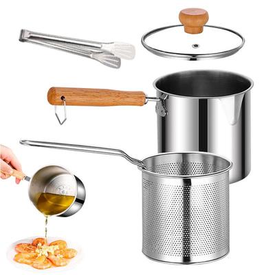 2 In 1 Oil Strainer Pot Stainless Steel Deep Fryer With Basket For Home Use Large Capacity Oil Filter Pot Deep Fat Fryer Pot