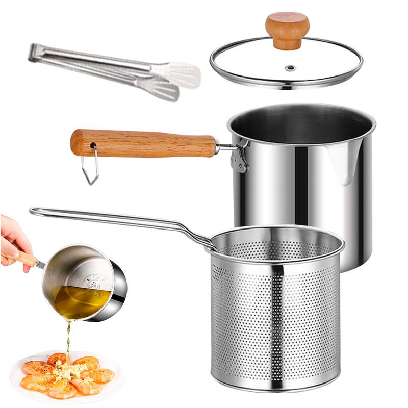 2 In 1 Oil Strainer Pot Stainless Steel Deep Fryer With Basket For Home Use Large Capacity Oil Filter Pot Deep Fat Fryer Pot