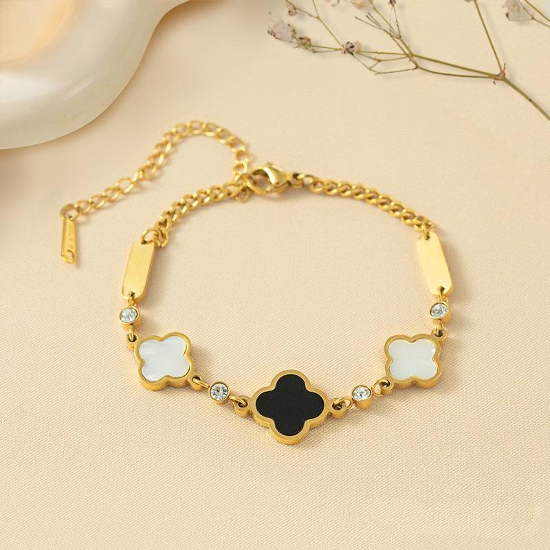 

Модный браслет из титановой стали с четырехлистным клевером, легкая роскошь, изысканный, Ins тренд, нишевый, темпераментный, личность, простой галстук, ручное украшение