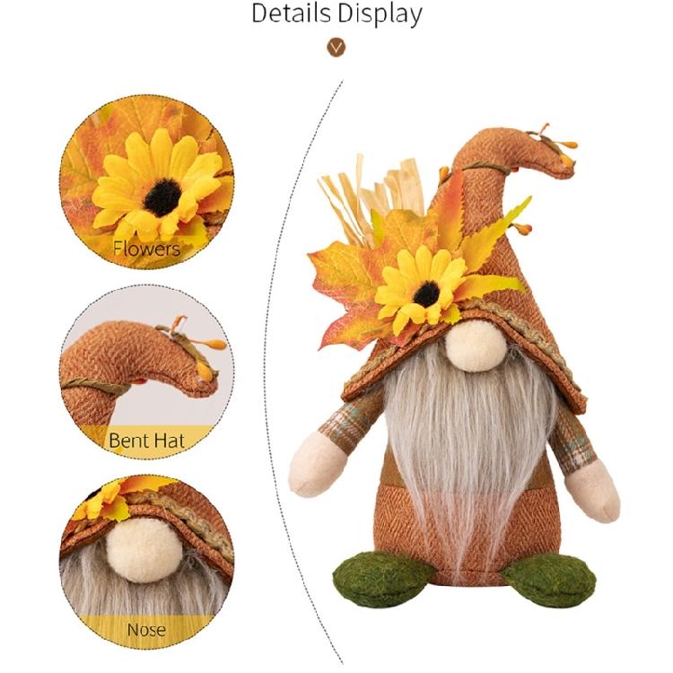 Stylish Thanksgiving Theme Standing Doll Unique Fall Season Bendable Hat Gnome Figure Table Ornament for Thanksgiving