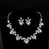 3pcs Soft Romantic Butterfly Imitation Pearl Inlaid Alloy Bridal Necklace Earrings Sweet Wedding Party Formal Wear Jewelry Set
