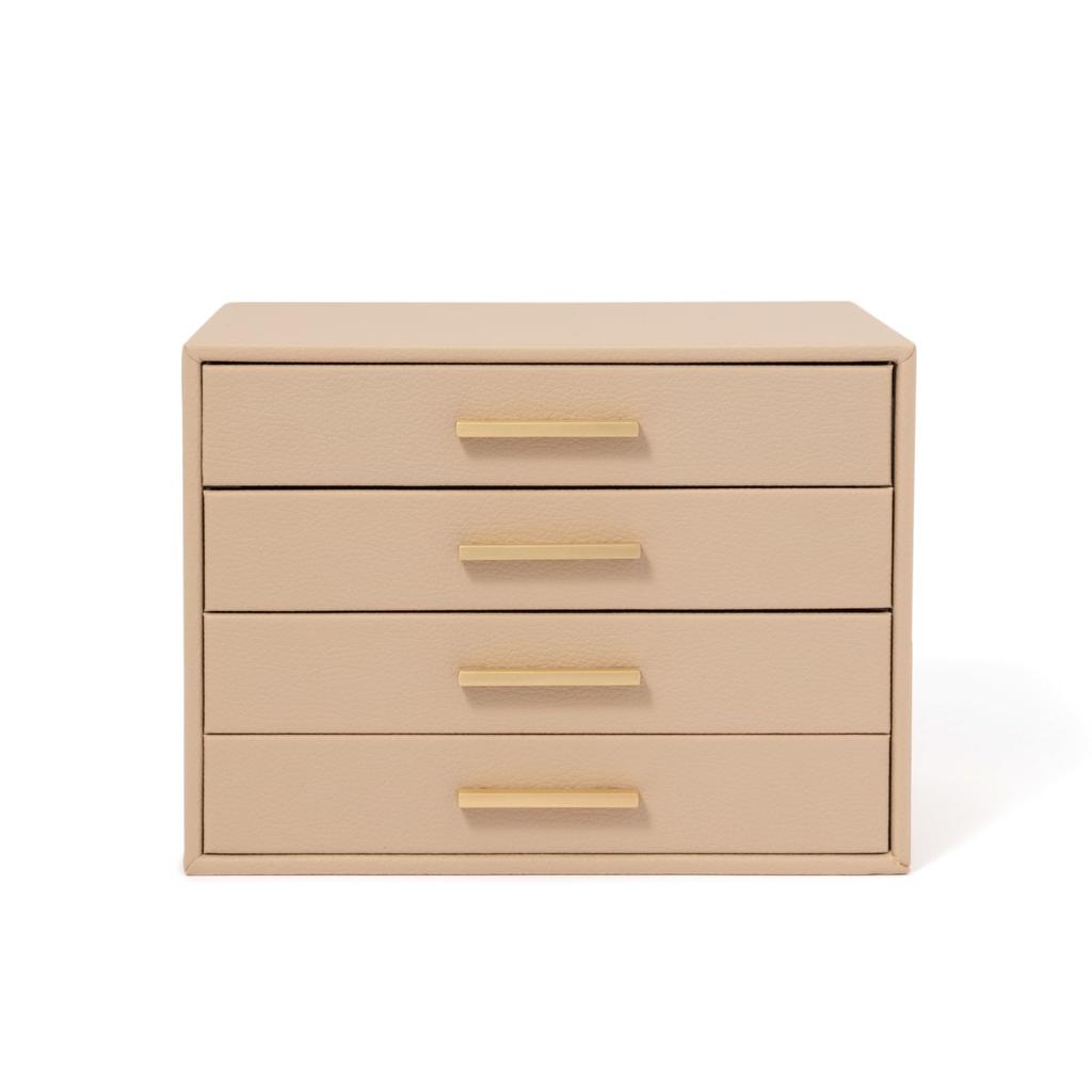Francfranc Drawer Jewelry Box, 4 Tiers, Beige
