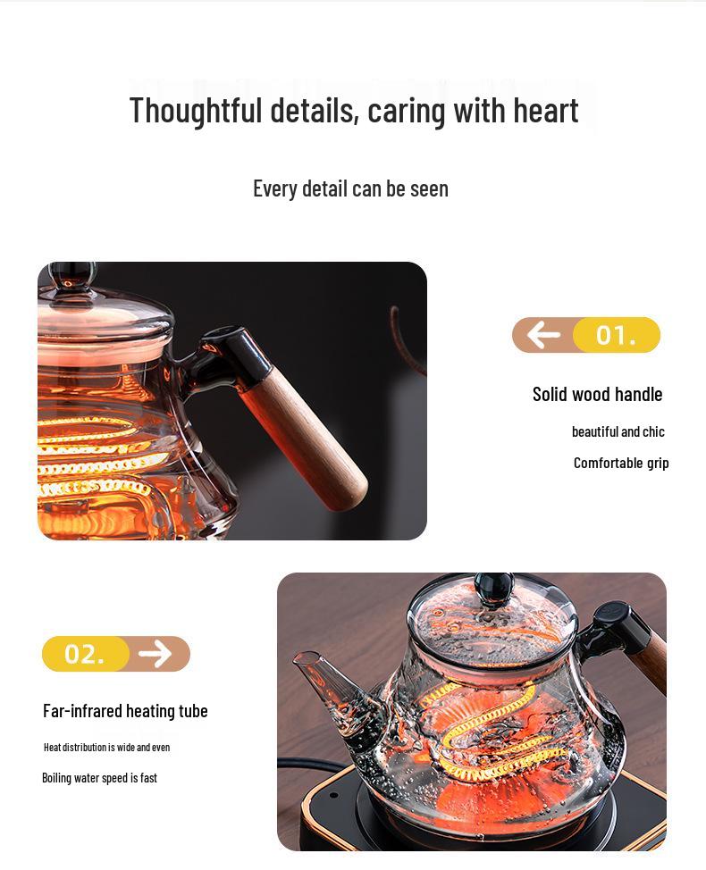 2025 Model Automatic Bottom-Fill Glass Kettle with Infrared Heating and Chlorine Removal