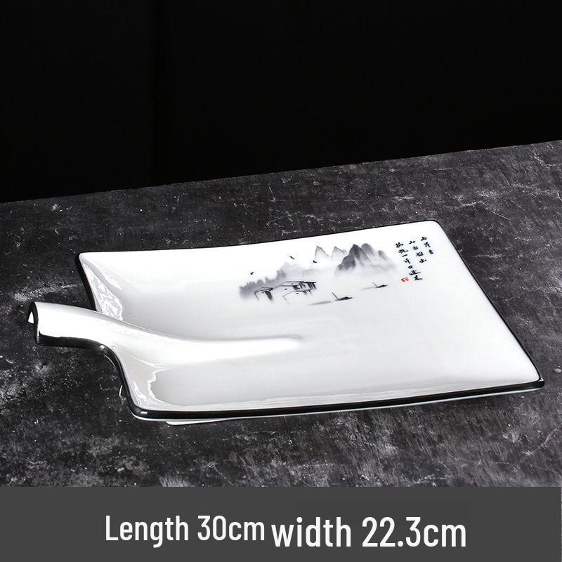 

Zhi Shi Creative Ceramic Dish Plate with Gold Shovel Design