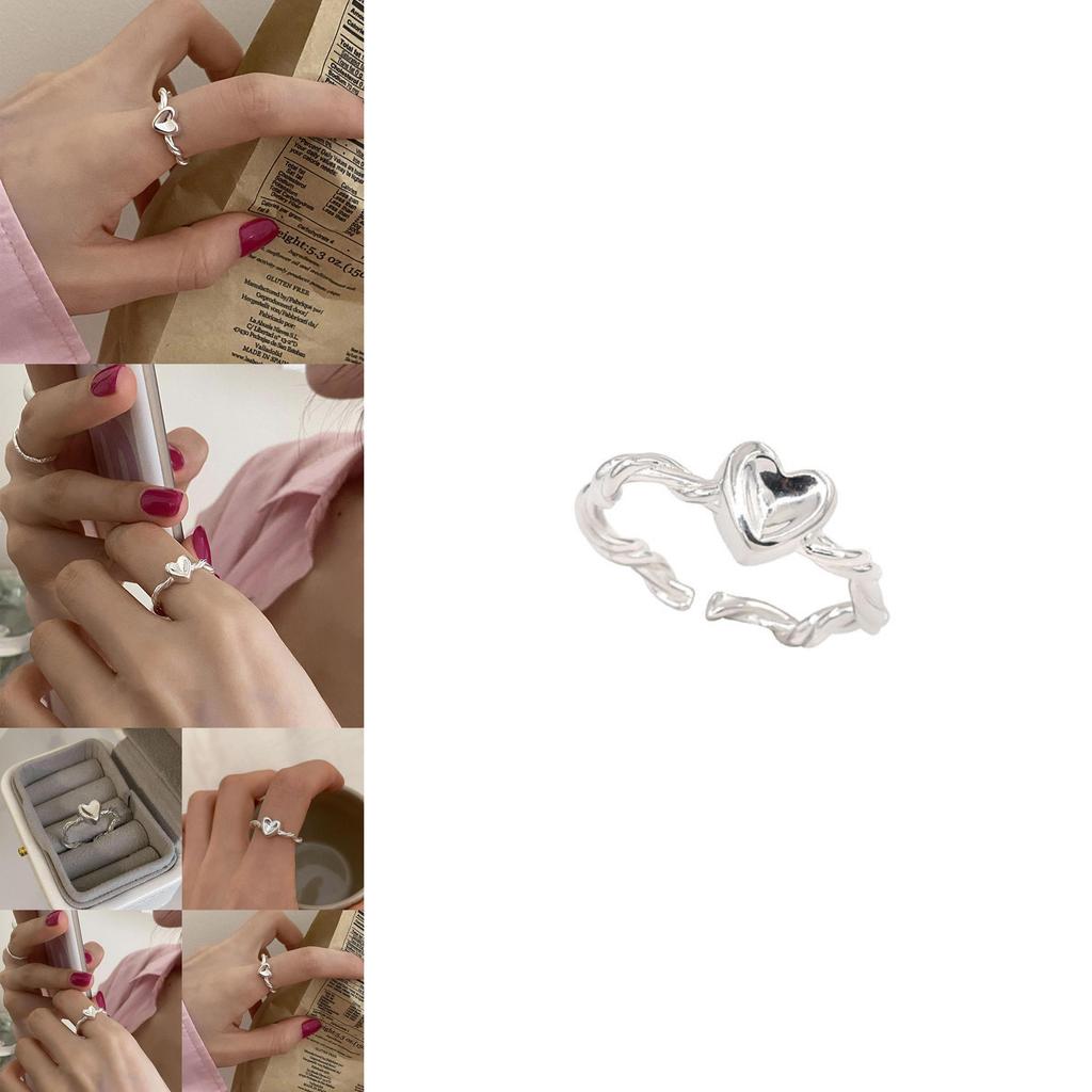 Elegant Korean Heart Shaped Copper Ring For Women With Adjustable Size For Fashionable Style