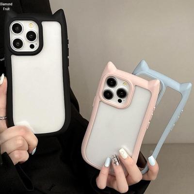 Custodia per telefono fai da te in resina epossidica con orecchie da gatto per iPhone 14Pro, 15, 16ProMax