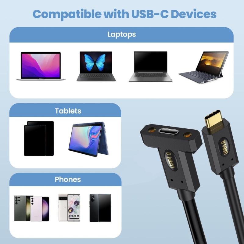 90 Degree USB4 Cable 40Gbps Data Transfer 240W USB C to USB C Cable Fast Charging 8K@60Hz USB 4 Cable