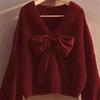 New 2024 Arctic Velvet V-neck Bow Knit Sweater - Soft, Comfortable Acrylic Nylon Top