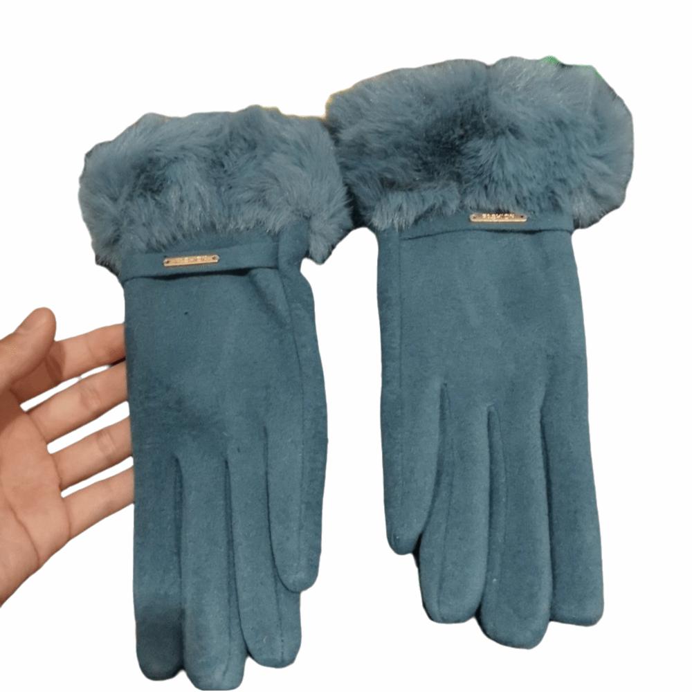 Solid Color  Gloves Warm Full Finger Mittens Fashion Women Furry Gloves  Female