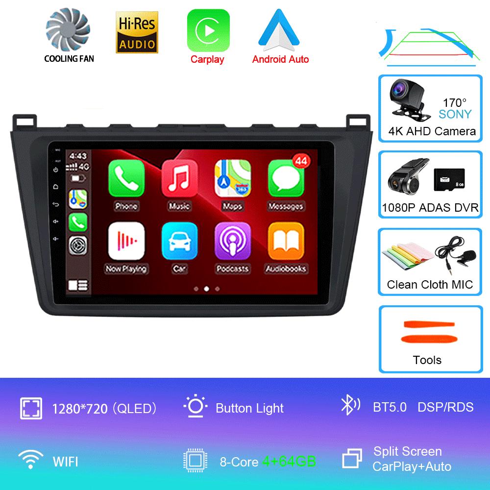 Android14 Carplay Auto Car Radio For Mazda 6 GH 2007 2008 2009 2010 2011 2012 Multimedia GPS Video Player Stereo 2din Head Unit