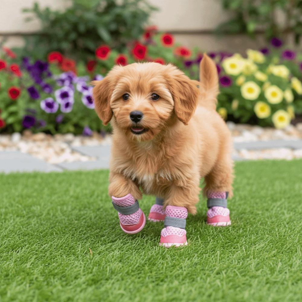 4pcs/set Breathable Anti-Slip Dog Boots Wear-Resistant Dog Paw Protectors  Night-time Walking