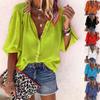 Stylish Women's 3/4 Sleeve Shirt Top Comfortable Loose Fit Button Down Blouse T-shirt