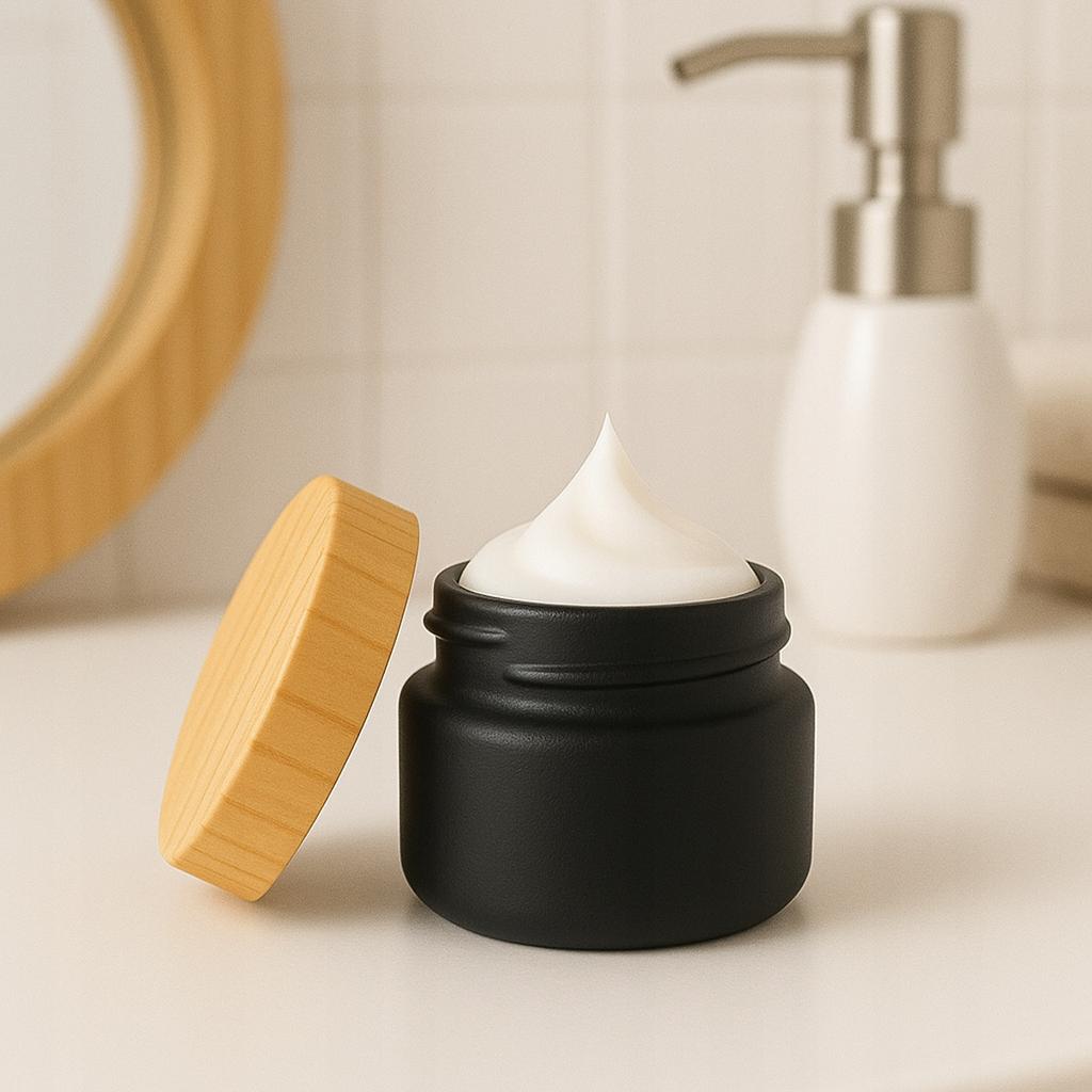 Glass Jar Container BLACK MATT 15g for Cream Balm Cosmetics Samples Gel
