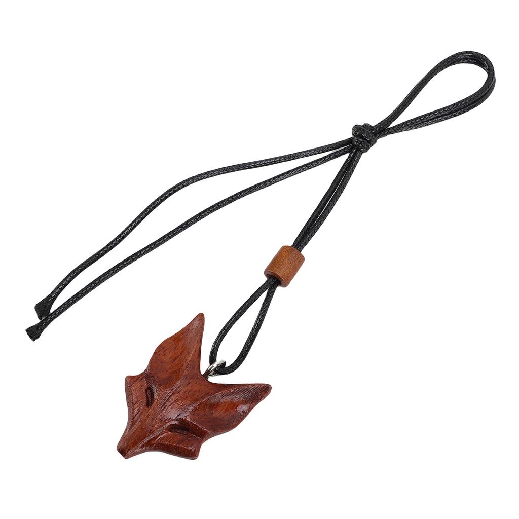 Fox Wooden Pendant Necklace Innovative Adjustable Keychain Bag Pendant Accessory for Men and Women