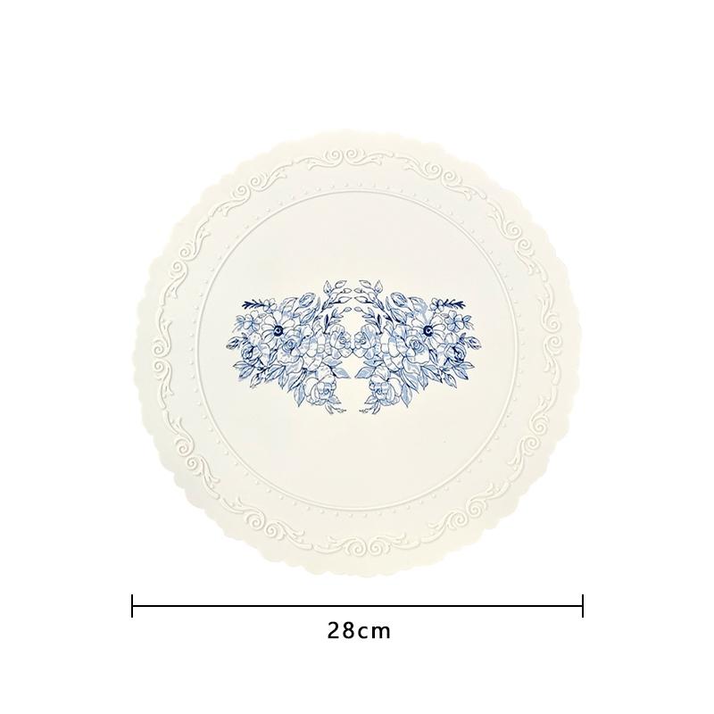 Waterproof Silicone Placemats - Carved Floral Vintage Design, Non-Slip Kitchen & Dining Table Mats for Coffee Counter