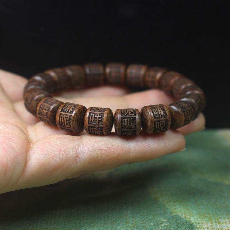 8mm Straight Cut Black Rosewood Bracelet Lotus Cat Paw Design Ladies Wooden Gift Hand Ornament