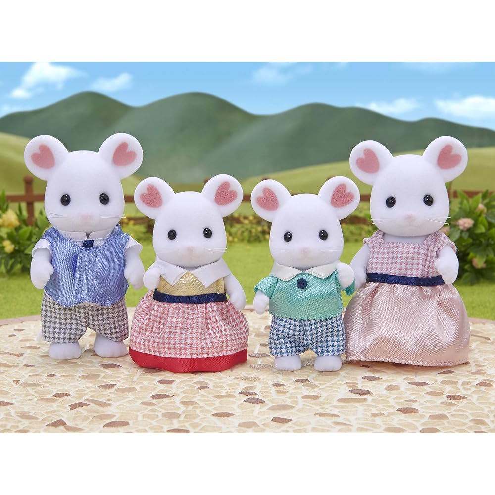 Sylvanian Families Marshmallow Mouse Family Doll Set 3 Years and Up Toy for Dollhouse