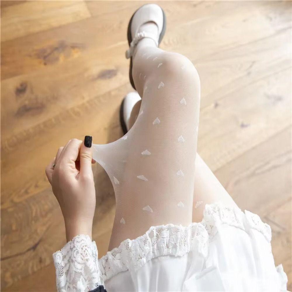 Christmas Gifts Female Alluring Hosiery Red Heart Print Pantyhose Exquisite Silk Stockings