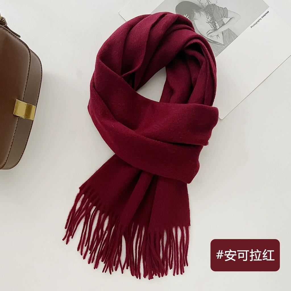 100% Wool Winter Scarf For Women Long Warm Cashmere Scarves Hijab Solid Lady Shawl Wrap Female Pashmina Bandana Head Scarfs