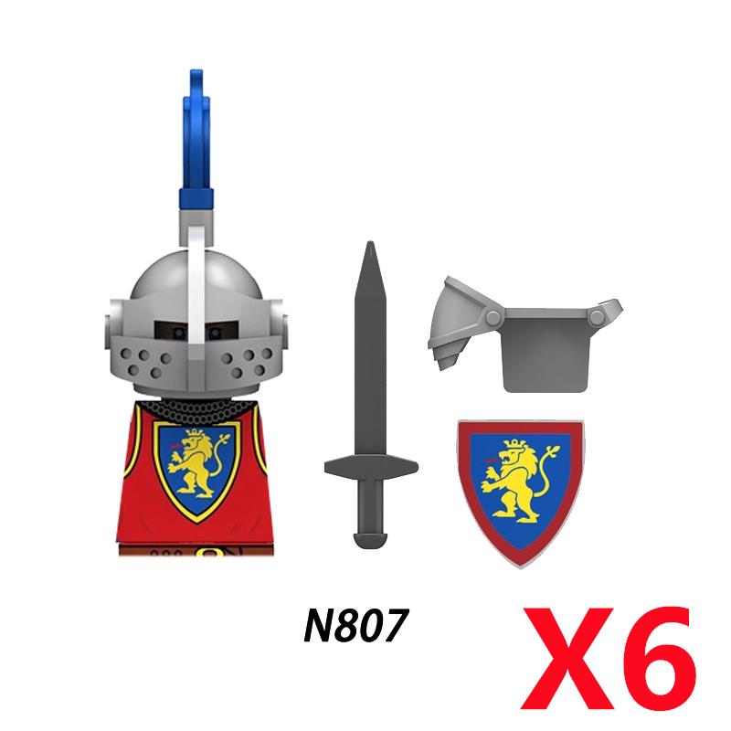 MOC Medieval Knight Castle Figures Building Blocks Weapon Wolf Swordsmen Guard Bow Arrow Shield Flags Warhorse Toys Gifts S002