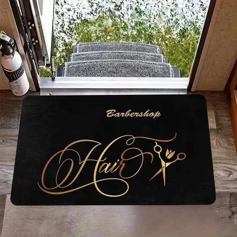 

Barber Shop Welcome Mat Barber Shop Sign Floor Mat Graphic Printed Doormats for Bathroom Kitchen Entrance Carpet Home Decor 40x60CM