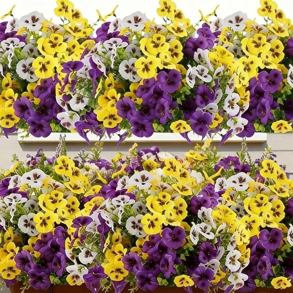Realistic 37cm Artificial Pansy Flowers 3 Heads Silk Butterfly Flowers Simulation Flowers Table Centerpiece