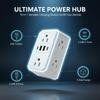 6-socket wall outlet extender with 4 USB ports (2 Type-C), three-sided surge protection socket extender, multi-plug power strip