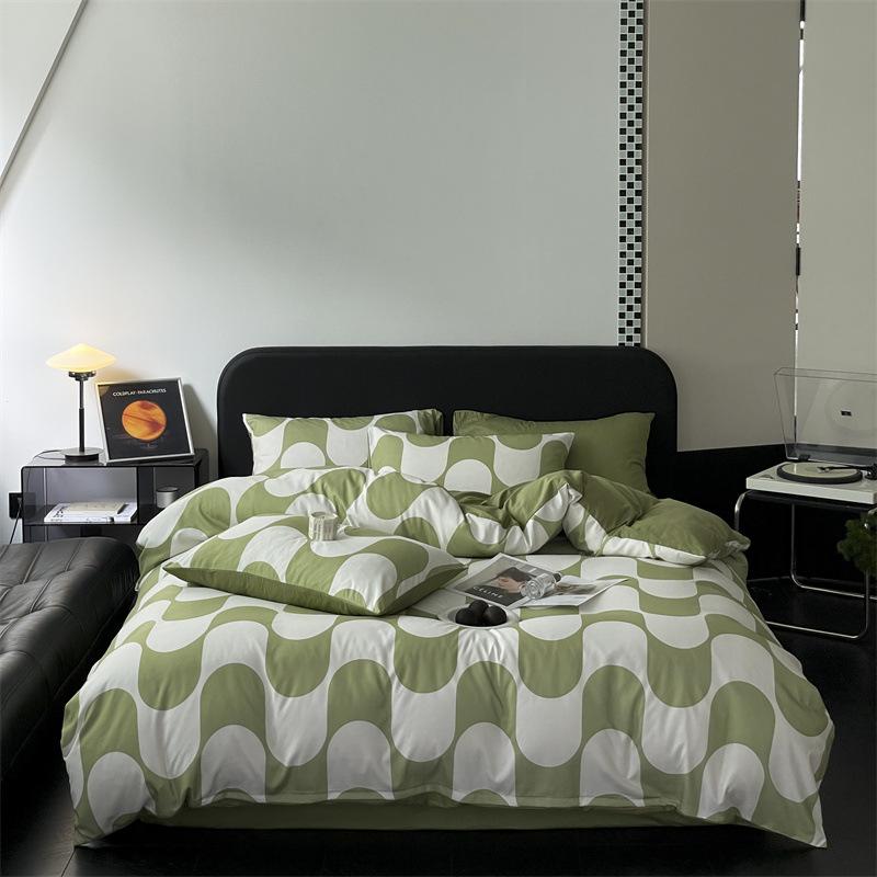 100% Cotton Bedding Four-piece Set, Skin-friendly and Breathable Quilt Cover, Bed Sheet Pillowcase Set