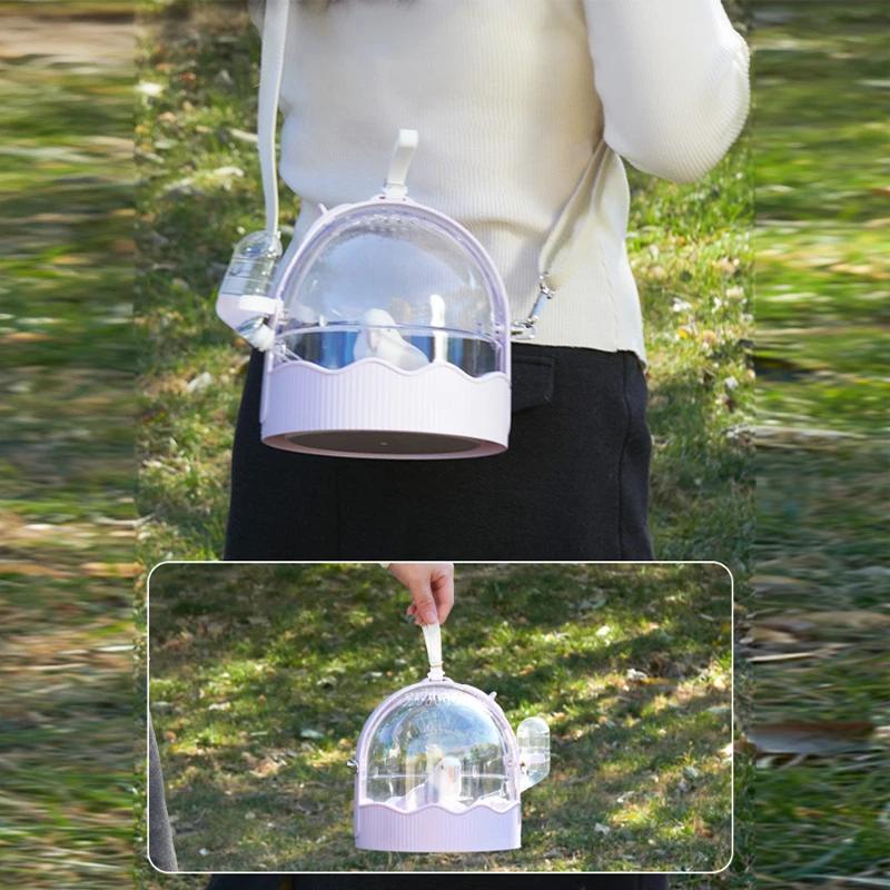 Portable Parrots Carry Cage Large Space Bird Carry Case Small Pet Transport Cage Outdoor Birds Breathable Carrier with Drinker