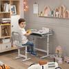 Scrivania per Bambini 6-12 Anni con Sedia e Altezza Regolabile, Piano Inclinabile, 66x47x52-77 cm, Grigio