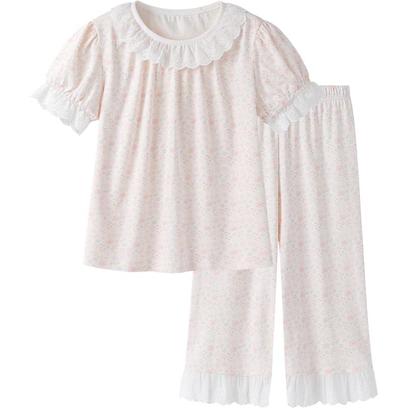 YEEHOO Girls 7A Antibacterial Combed Cotton Summer Pajama Set 130