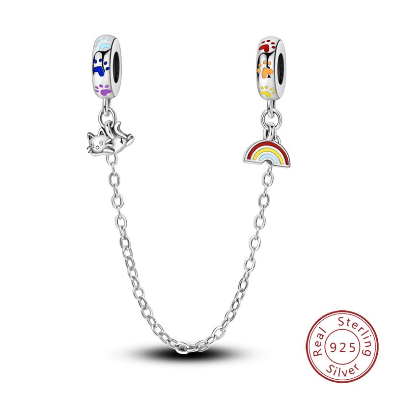 Copper Heart Shaped Keylock Cross Pattern Fantasy Cat Claw Safety Chains Fit Qikaola Original Bracelets Diy Jewelry