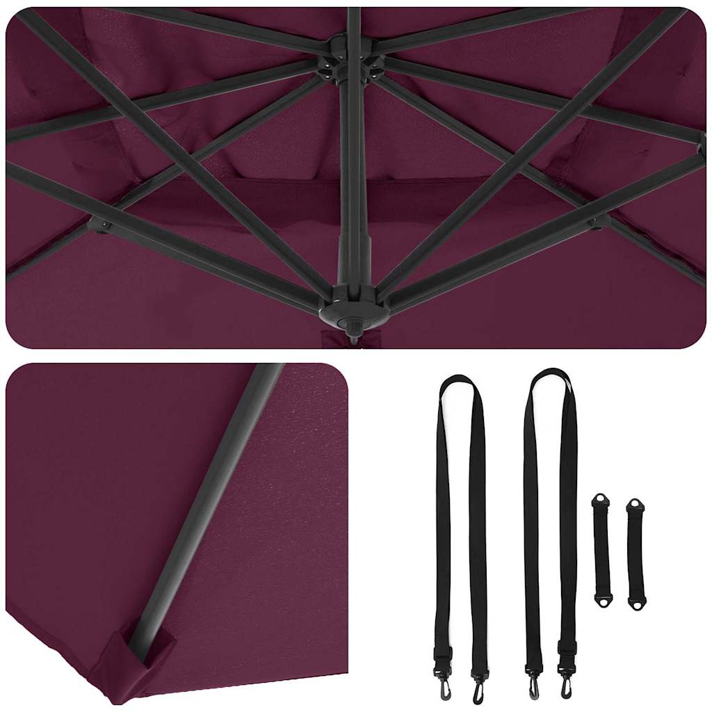 Roma Cantilever Umbrella Red 286 X 284 X 265 Cm Aluminium and Polyester