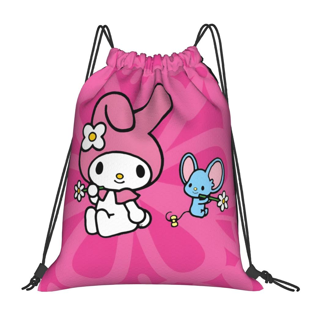 Custom M-Melodies Drawstring Bags Men Women Lightweight Rabbit Anime Sports Gym Storage Backpack