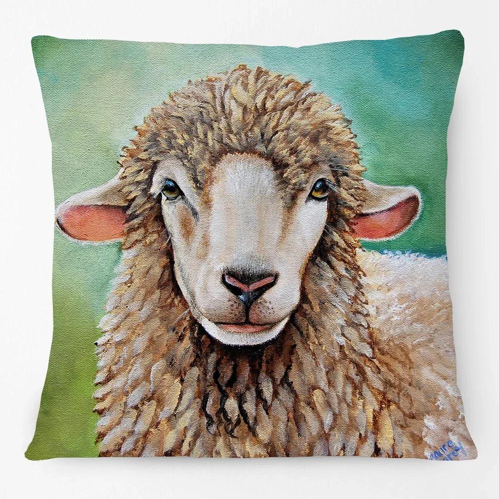 

Картина маслом с изображением животных на ферме, постер, наволочка для подушки, корова, овца, коза, деревенский стиль, декоративная квадратная наволочка для дома 30x30cm