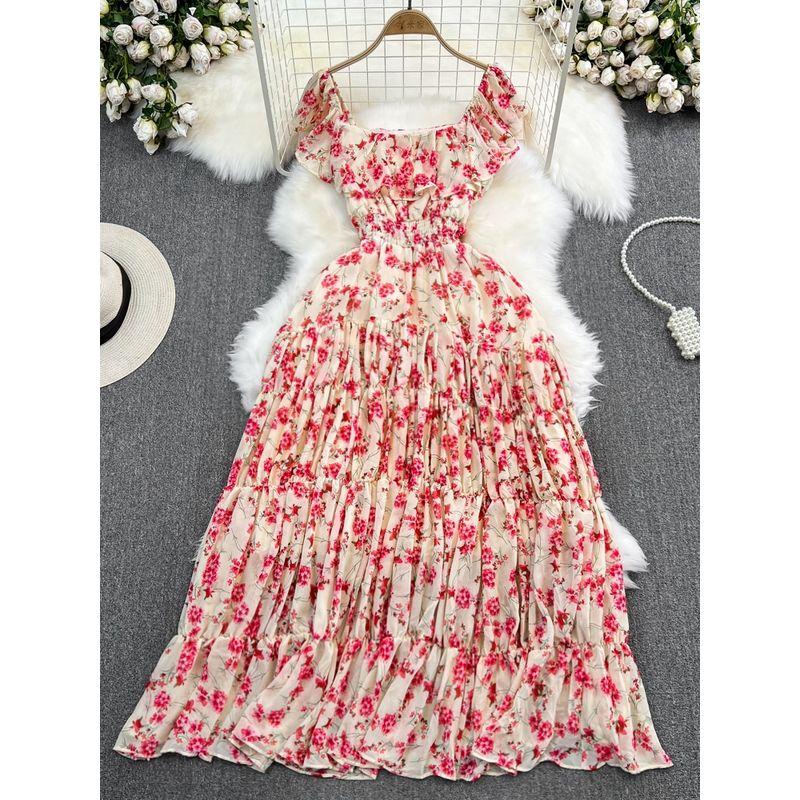 Bohemian Fashion Ruffles A- line Large Hem Long Dress