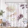 Vintage Abstract Shower Curtain Green Leaf Geometric Nordic Modern Bathtub Decorative Simple Polyester Shower Curtain with Hook