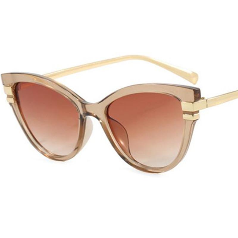 

HOT Sunglasse Women Sun Glasses Simplity Anti-UV Spectacles Cat Eye Eyeglasses Patchwor Frame Ornamental Alloy Temples Googl as picture шампанського