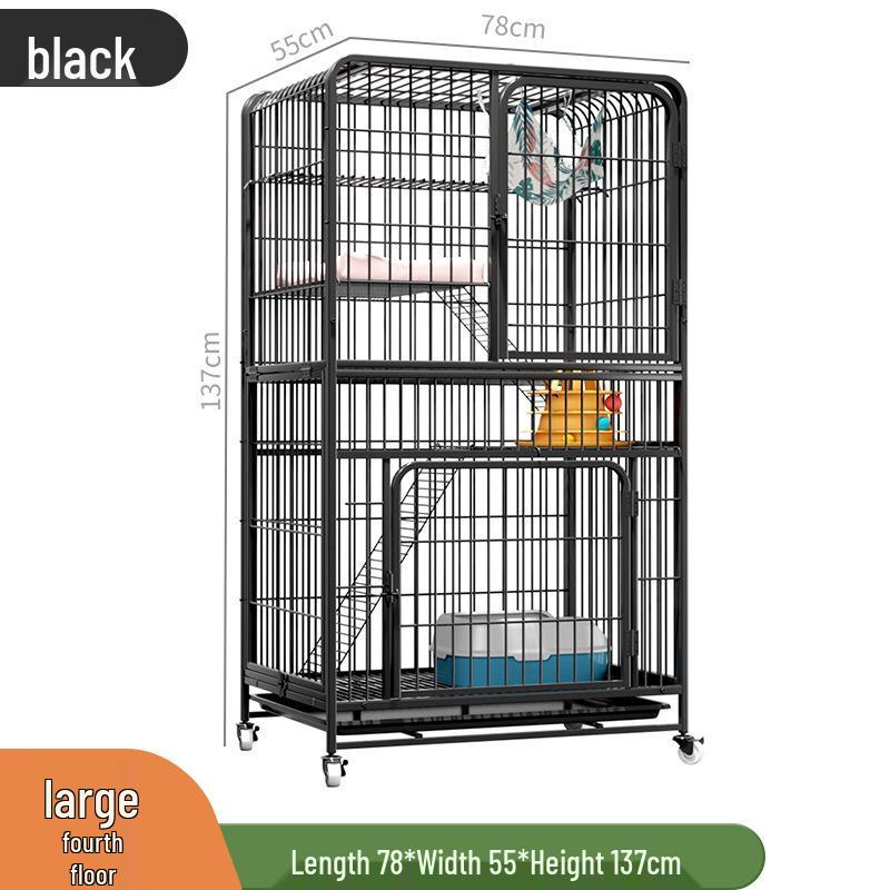 Three-Level Cat Villa: Spacious Square Tube Breeding Cage with Cat Bed