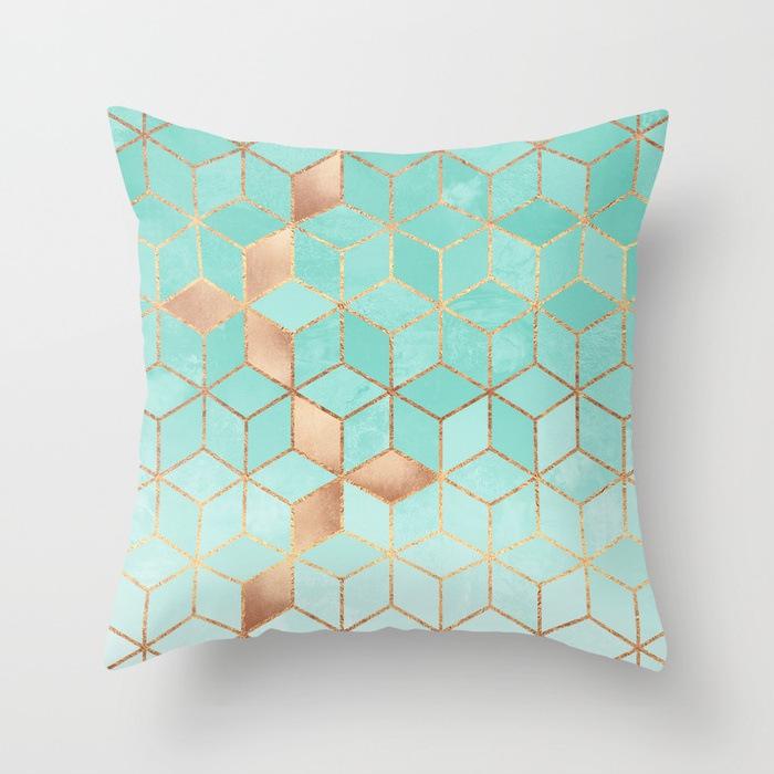 20 New Pink Marble Geometric Pillowcase Marble Velvet Sofa Cushion Cover