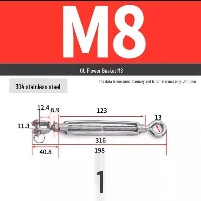 Stainless Steel Eye Bolt & Turnbuckle Tensioner (304 CU/UU Type) for Rope Tightening